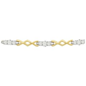 LADIES BRACELET 1 1/6 CT ROUND DIAMOND TT SILVER WITH 10K YELLOW GOLD PLATED