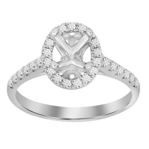 LADIES ENGAGEMENT RING 3/8 CT ROUND DIAMOND 18K WHITE GOLD CTR 1.00 CT OVAL (THE CENTER DIAMOND IS SOLD SEPARATELY)