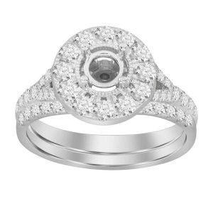 LADIES ENGAGEMENT RING SETTING 1 CT TW ROUND DIAMOND 18K WHITE GOLD-CTR 1 CT (THE CENTER DIAMOND IS SOLD SEPARATELY)