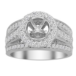 LADIES ENGAGEMENT RING SETTING 7/8 CT TW ROUND DIAMOND 18K WHITE GOLD-CTR 1 CT (THE CENTER DIAMOND IS SOLD SEPARATELY)