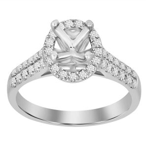 LADIES ENGAGEMENT RING SETTING 1/2 CT TW ROUND DIAMOND 14K WHITE GOLD- CTR 1.00 CT (THE CENTER DIAMOND IS SOLD SEPARATELY)