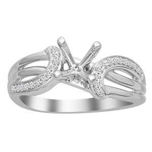 LADIES ENGAGEMENT RING SETTING 1/10 CT TW ROUND DIAMOND 18K WHITE GOLD-CTR 1 CT (THE CENTER DIAMOND IS SOLD SEPARATELY)
