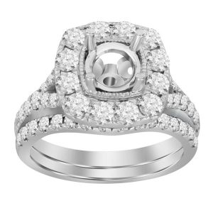 LADIES ENGAGEMENT RING SETTING 1 5/8 CT TW ROUND DIAMOND 18K WHITE GOLD-CTR 1 CT (THE CENTER DIAMOND IS SOLD SEPARATELY)