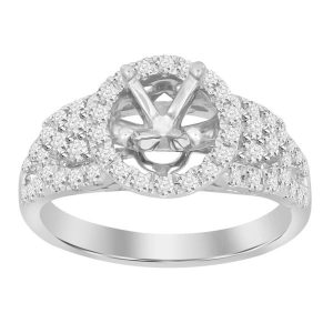 LADIES ENGAGEMENT RING SETTING 5/8 CT TW ROUND DIAMOND 14K WHITE GOLD- CTR 1.00 CT (THE CENTER DIAMOND IS SOLD SEPARATELY)