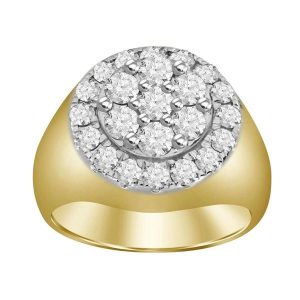 MEN’S RING 2 CT ROUND DIAMOND 10K YELLOW GOLD