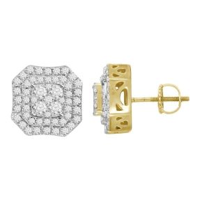 1.00CT RD DIAMONDS SET IN 14KT YELLOW GOLD LADIES EARRING