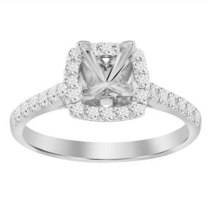 LADIES ENGAGEMENT RING 3/8 CT ROUND DIAMOND 18K WHITE GOLD CTR 1.00 CT- PRINCESS (THE CENTER DIAMOND IS SOLD SEPARATELY)