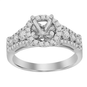 LADIES ENGAGEMENT RING SETTING 1/2 CT TW ROUND DIAMOND 14K WHITE GOLD-CTR 1 CT (THE CENTER DIAMOND IS SOLD SEPARATELY)
