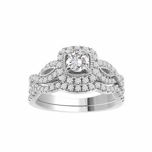 LADIES ENGAGEMENT RING SETTING 1 CT ROUND DIAMOND 14K WHITE GOLD-CTR ‘3/8 CT (The center diamond is sold separately)