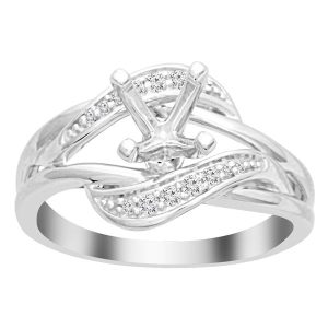 LADIES ENGAGEMENT RING SETTING 1/10 CT TW ROUND DIAMOND 18K WHITE GOLD-CTR 1 CT (THE CENTER DIAMOND IS SOLD SEPARATELY)