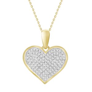 LADIES HEART PENDANT 1/4 CT ROUND DIAMOND 10K YELLOW GOLD