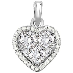 LADIES HEART PENDANT 3/8 CT ROUND DIAMOND 14K WHITE GOLD