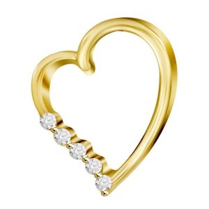 LADIES HEART PENDANT 1 7/8 CT ROUND DIAMOND 14K YELLOW GOLD