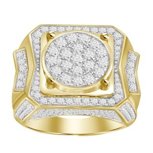 MEN’S RING 2 1/2 CT ROUND DIAMOND 10K YELLOW GOLD