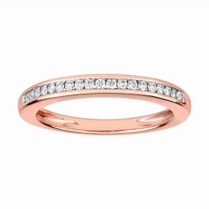 LADIES STACKABLE BAND 1/8 CT ROUND DIAMOND 10K ROSE GOLD