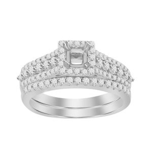 LADIES BRIDAL RING SETTING 7/8 CT TW ROUND DIAMOND 14K WHITE GOLD-CTR 3/8 CT(THE CENTER DIAMOND IS SOLD SEPARATELY)