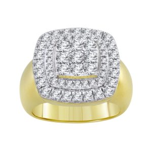 MEN’S RING 2 1/4 CT ROUND DIAMOND 14K YELLOW GOLD