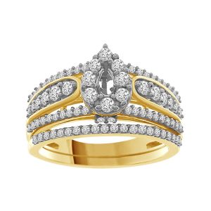 LADIES RING 1 CT ROUND DIAMOND 14K YELLOW GOLD-CTR 1/8 CT(THE CENTER DIAMOND IS SOLD SEPARATELY)