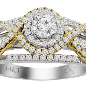 LADIES BRIDAL RING SET1 CT ROUND DIAMOND 14K TT WHITE & ROSE GOLD