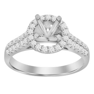 LADIES ENGAGEMENT RING SETTING 1/2 CT TW ROUND DIAMOND 14K WHITE GOLD- CTR 1.00 CT (THE CENTER DIAMOND IS SOLD SEPARATELY)