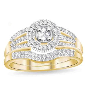 LADIES BRIDAL RING 1/3 CT ROUND DIAMOND 10K YELLOW GOLD