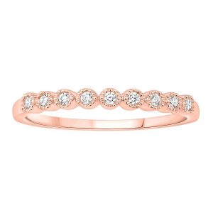 LADIES STACKABLE BAND 1/10 CT ROUND DIAMOND 14K ROSE GOLD