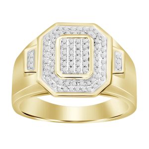 MEN’S RING 1/4 CT ROUND DIAMOND 10K YELLOW GOLD