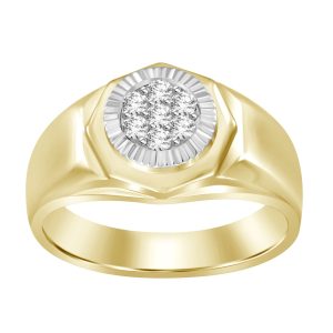 MEN’S RING 1/4 CT ROUND DIAMOND 10K TT WHITE/YELLOW GOLD