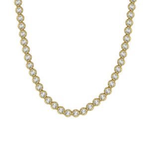 10.00CT RD DIAMONDS SET IN 14KT YELLOW GOLD LADIES NECKLACE