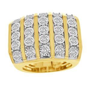 MEN’S RING 2 CT ROUND DIAMOND 10K YELLOW GOLD