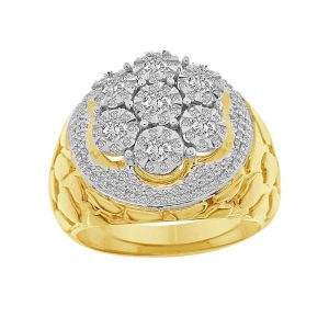 MEN’S RING 1 CT ROUND DIAMOND 10K YELLOW GOLD