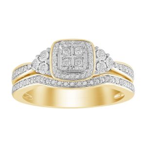 LADIES RING 1/8 CT ROUND/PRINCESS DIAMOND 10K YELLOW GOLD