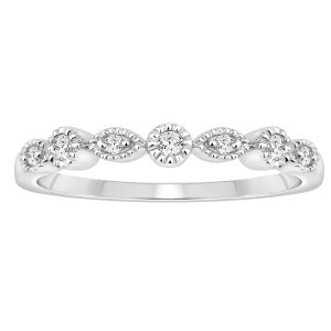 LADIES STACKABLE RINGS 1/15 CT ROUND DIAMOND 14K WHITE GOLD