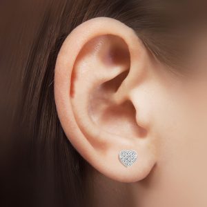 UNISEX EARRINGS 1/20 CT ROUND DIAMOND 10K WHITE GOLD