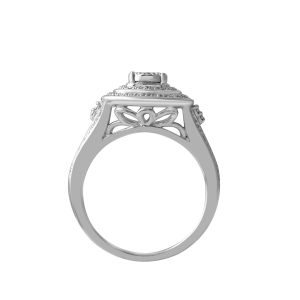 LADIES BRIDAL RING SET 1/10 CT ROUND DIAMOND SILVER