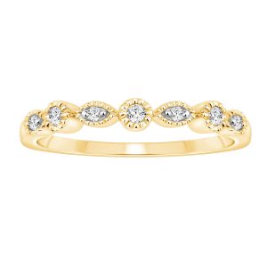 LADIES STACKABLE RINGS 1/15 CT ROUND DIAMOND 14K YELLOW GOLD
