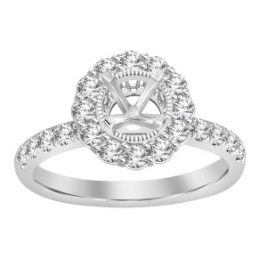 LADIES ENGAGEMENT RING SETTING 1 CT TW ROUND DIAMOND 14K WHITE GOLD-CTR 1.00 CT (THE CENTER DIAMOND IS SOLD SEPARATELY)
