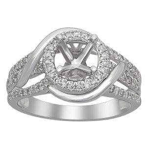 LADIES ENGAGEMENT RING SETTING 1/2 CT TW ROUND DIAMOND 18K WHITE GOLD-CTR 1 CT ROUND(THE CENTER DIAMOND IS SOLD SEPARATELY)