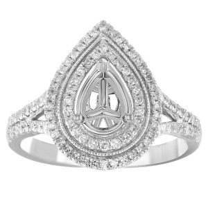 LADIES ENGAGEMENT RING SETTING 1/2 CT TW ROUND DIAMOND 14K WHITE GOLD-CTR 3/4 CT PEAR(THE CENTER DIAMOND IS SOLD SEPARATELY)