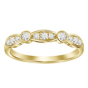 LADIES STACKABLE BAND 1/4 CT ROUND DIAMOND 14K YELLOW GOLD