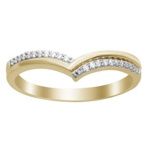 LADIES STACKABLE BAND 1/10 CT ROUND DIAMOND 14K Yellow GOLD