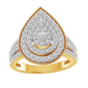 LADIES ENGAGEMENT RING 1 1/4 CT ROUND DIAMOND 14K YELLOW GOLD
