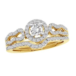 LADIES BRIDAL RING 7/8 CT ROUND DIAMOND 14K YELLOW GOLD
