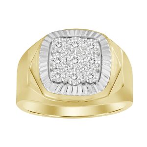 MEN’S RING 1/4 CT ROUND DIAMOND 14K WHITE/YELLOW GOLD