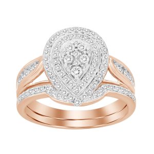 LADIES BRIDAL RING 3/4 CT ROUND DIAMOND 10K ROSE GOLD