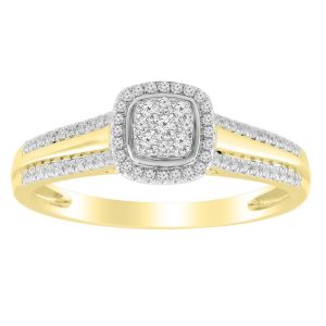 LADIES BRIDAL RING 1/4 CT ROUND DIAMOND 10K YELLOW GOLD
