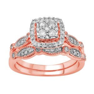 LADIES BRIDAL RING 1/2 CT ROUND DIAMOND 10K ROSE GOLD