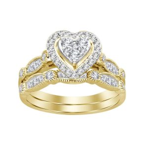 LADIES BRIDAL RING 1/2 CT ROUND DIAMOND 10K YELLOW GOLD