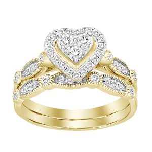 LADIES BRIDAL RING 1 CT ROUND DIAMOND 14K YELLOW GOLD