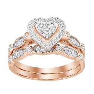 LADIES BRIDAL RING 1 CT ROUND DIAMOND 14K ROSE GOLD